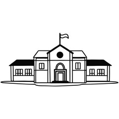 School building minimalist icon black silhouette 