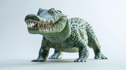 Obraz premium Single crocodile standing on a white background