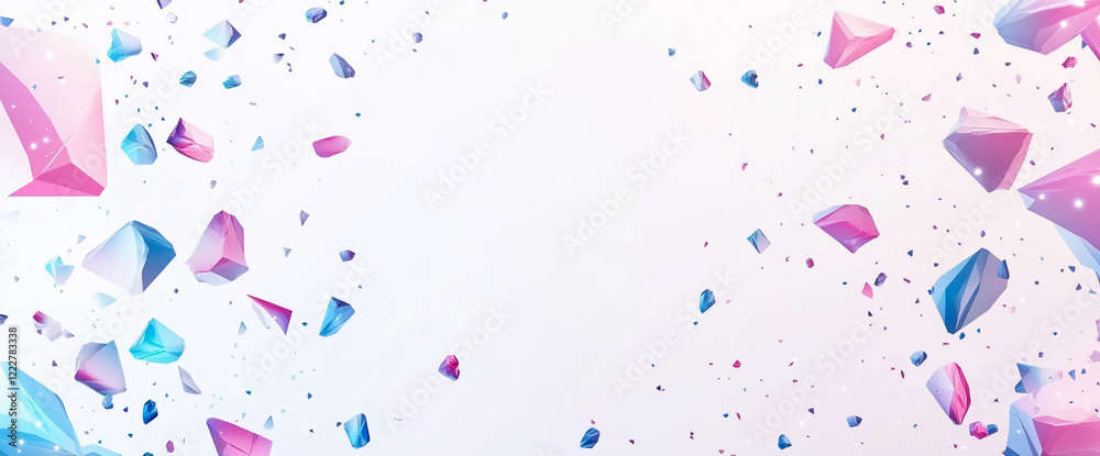 Aufkleber Abstract colorful geometric crystals floating with soft gradient, futuristic digital concept