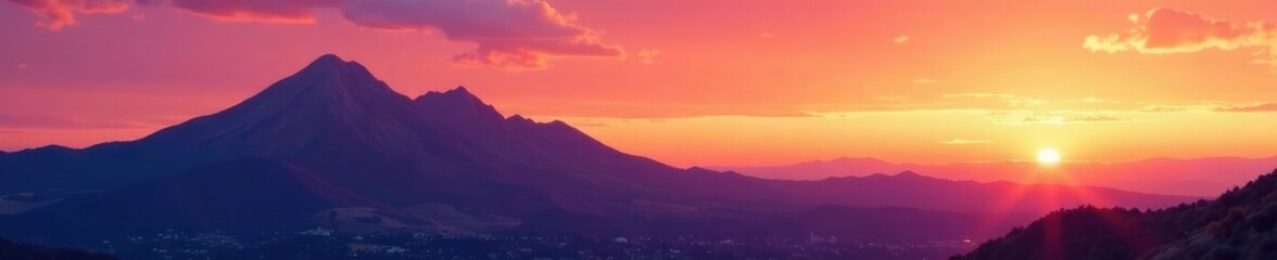 Obraz premium Camelback Mountain against the orange and pink hues of sunset, camelback mountain, mountain range