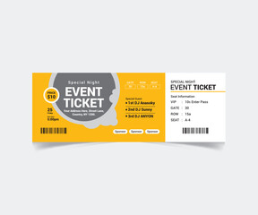 Event Ticket Template Design with Vector File