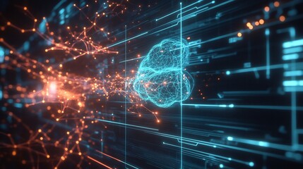 Obraz premium Depiction of behavioral patterns and mental processes visualized with glowing neural diagrams