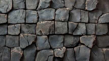 Obraz premium A solid, rugged stone wall with deep cracks and intricate surface details
