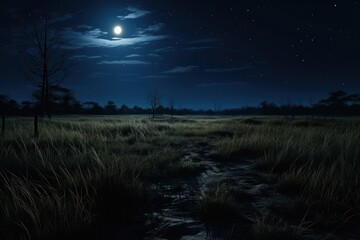 Fototapeta premium Meadow night sky astronomy.