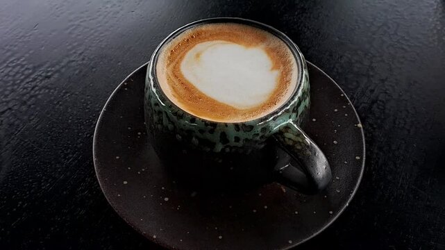 Morning coffee in ceramic cup