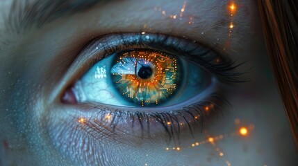 Eye scan, biometric check, control particularly in relation to user privacy and state surveillance. Microchip in the eye