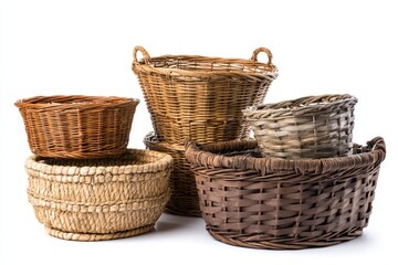 Obraz premium A Collection of Exquisitely Crafted Wicker Baskets - Perfect for Home Decor and Storage