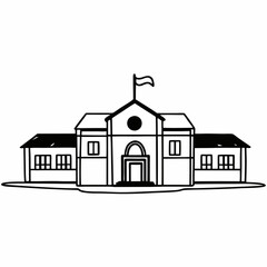 School building minimalist icon black silhouette 