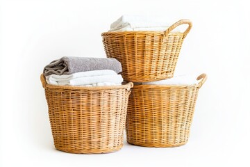 Stacked Wicker Laundry Baskets - A Stylish and Practical Home Storage Solution