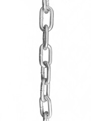 Shiny straight metal chain isolated on white background