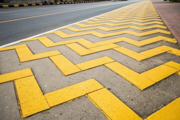 Gradient yellow geometric shapes forming a zigzag pattern, abstract shape, colorful zigzag, modern design