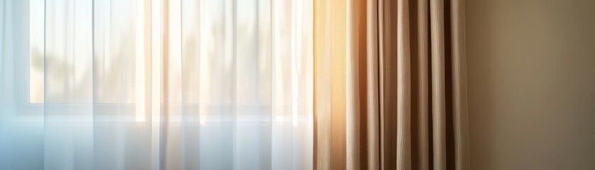 Obraz premium Sheer Curtains and Drapes with Sunlight Streaming Through Window