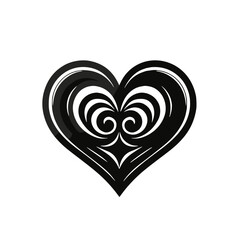 Intricate black heart design with elegant swirls, symbol of love