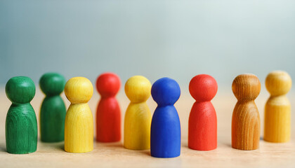 Colorful wooden figures. Diversity and inclusion concept.