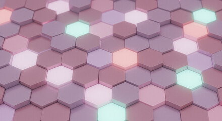 Abstract background hexagon pattern with glowing lights