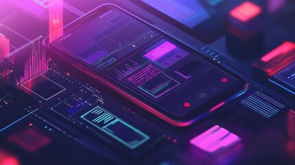 Mobile application development abstract concept vector illustration. Mobile device app building platform, frontend software development, UI and UX design, smartphone market abstract metaphor. illustr