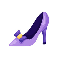 Purple Women's Heeled Shoe. Element for design on white background. Isolated vector illustration.
