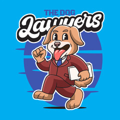 Happy Beagle Dog Lawyer holding Briefcase Mascot Cartoon Character Illustration