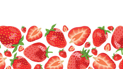 Realistic Strawberries Template for Text Place on White Background 
