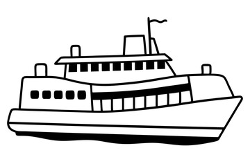 Obraz premium Line Art Ferry Scene