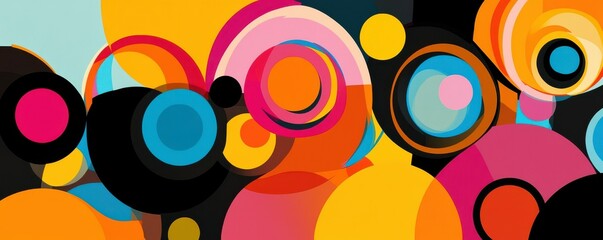 Vibrant abstract geometric circles in bold multicolored composition