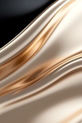 Obraz premium Smooth golden waves cascade in layers against a black or white matte background. The reflective textures create a sleek, dynamic atmosphere with ample space for text