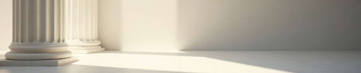 Classical white column, sunlit, shadow detail , vertical, style