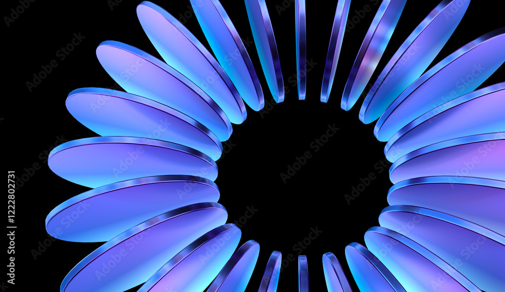 Aufkleber abstract iridescent round cylinder shapes with colorful gradient. 3d rendering illustration for graphic design, presentation or background	
