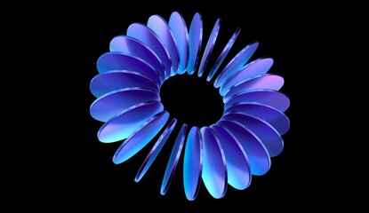 abstract iridescent round cylinder shapes with colorful gradient. 3d rendering illustration for graphic design, presentation or background	
