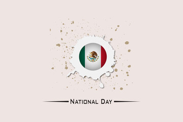National events and holidays, Mexico National Day, Mexico flag illustration in circle and abstract background, white background, vector illustrator