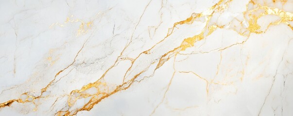 Fototapeta premium Elegant white marble with gold veins texture background