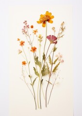 Naklejka premium Real Pressed a single minimal colorful wildflowers painting plant herb.