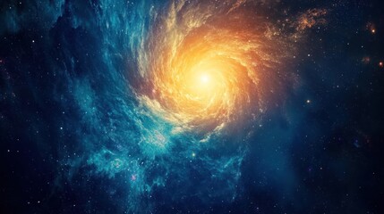 Naklejka premium Celestial Spiral Galaxy Swirling Cosmic Nebula