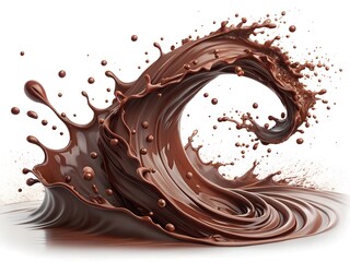 Realistic liquid chocolate long wave splash, enticing with its creamy richness