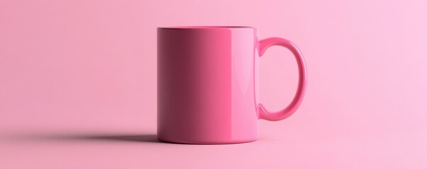 Vibrant pink mug against soft pink background