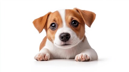 Charming Jack Russell Terrier puppy with sweet expression. Generative AI