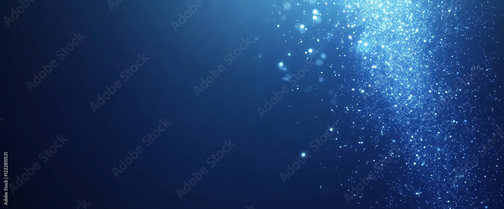 Aufkleber blue abstract background with scattered glowing particles and soft bokeh effect