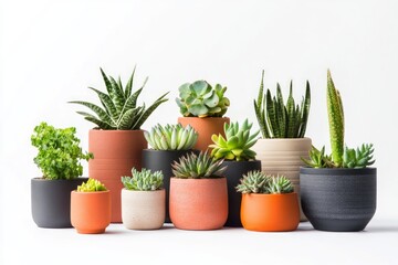 Fototapeta premium A Collection of Succulents in Stylish Pots - A Delightful Home Decor