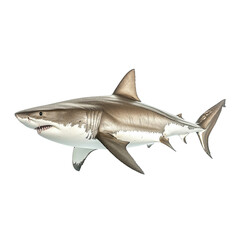 Fototapeta premium Realistic illustration of a great white shark in profile view, isolated on a transparent background. Ideal for marine life, ocean themes, and educational designs.