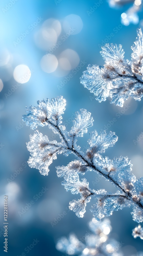Fototapete A background of frost crystals forming delicate patterns on a window.