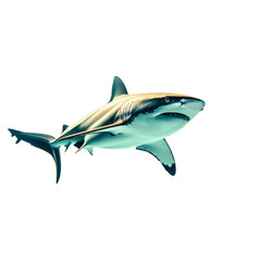 Fototapeta premium Realistic illustration of a great white shark in profile view, isolated on a transparent background. Ideal for marine life, ocean themes, and educational designs.