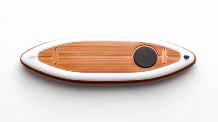 Wooden paddleboard on a white background. Generative AI