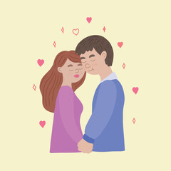 A couple in love hugs. Valentine is Day.