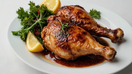 Grilled chicken legs on a white background
