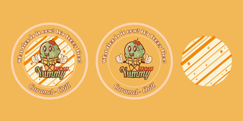 round yellow label for ice cream jar