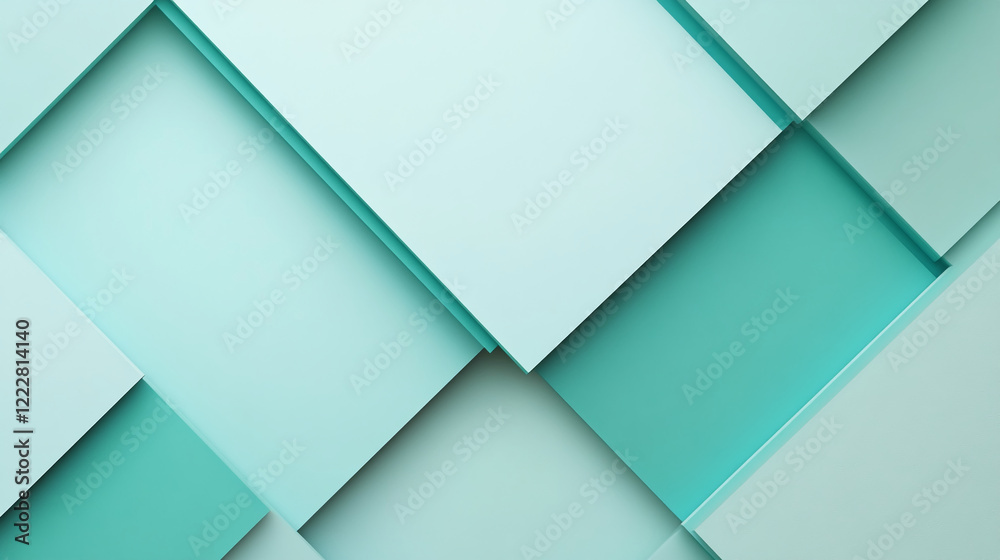 Poster abstract teal and mint colored paper sheets with textured surface and layered arrangement. business 