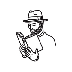 Man Reading Book Silhouette - Digital Line Art of Man with Book - Man Reading Book Vector - Man Reading Book Doodle - Reading Illustration - Man Reading Book Line Art