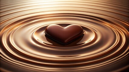 A delicate chocolate slab with intricate heart-shaped ripples on its surface, resembling the gentle movement of water in a peaceful lake , smooth, chocolate