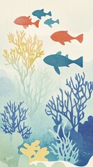 Obraz premium Underwater wallpaper illustration aquatic nature.