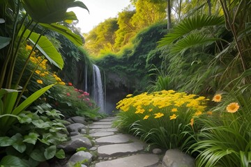 Beautiful and Peaceful Nature Scenery Illustration Landscape Countryside Tranquil Vibrant and Colorful